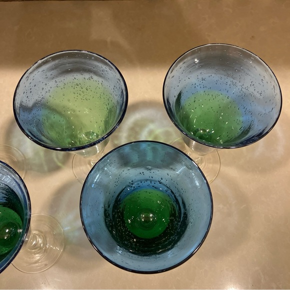 5 Vintage Artland 16oz Blue and Green Water/Wine Goblets - Picture 6 of 6